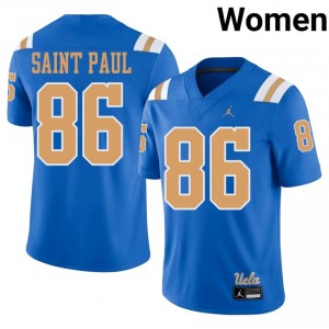 #86 Jalen Saint Paul UCLA Blue Jersey | Pro Cut Embroidery Women NCAA Football Gear 77897592