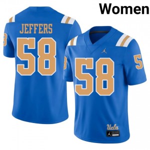 #58 Jaylan Jeffers UCLA Bruins Blue Jersey | Licensed Embroidery Women High School Football Gear 41649088