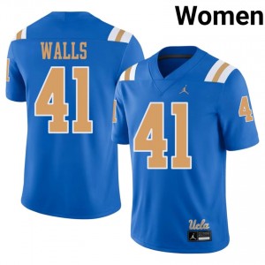 UCLA Jewelous Walls #41 Blue Jersey | Durable Embroidery University Football Women Apparel 20387719