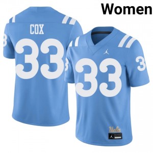 #33 Karson Cox UCLA Light Blue Throwback Jersey | Officially Licensed Stitch Women University Football Gear 85803592