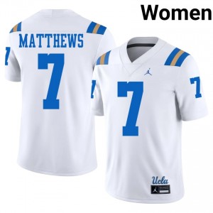 Mikey Matthews #7 UCLA Jersey | Genuine White NCAA Football Women Stitched 69864184