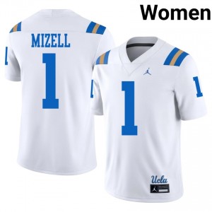 White Aidan Mizell #1 UCLA Jersey | Women NCAA Football Essential Stitched 83109206