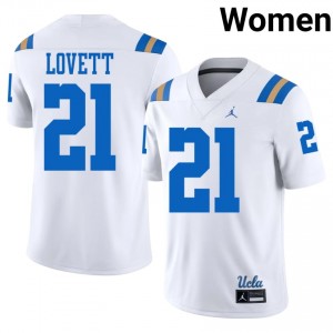 #21 Dante Lovett UCLA Bruins White Jersey | Iconic Stitched Women College Football Gear 77065950