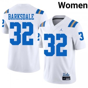 Derrick Barksdale #32 UCLA Jersey | Elite Thread White University Football Women Stitched 38254499