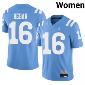 #16 Gary Beban UCLA Bruins Light Blue Throwback Jersey | Licensed Stitch Women High School Football Gear 27865122