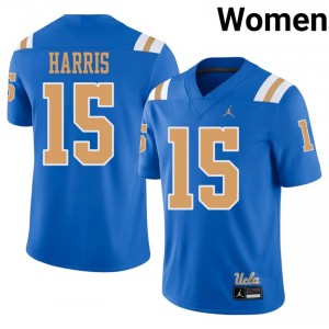 UCLA Marcus Harris #15 Blue Jersey | Durable Embroidery University Football Women Apparel 55745227