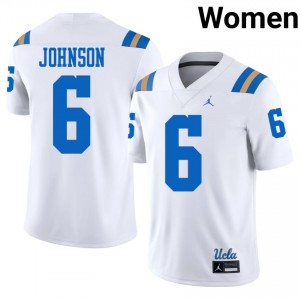 #6 Tao Johnson UCLA White Jersey | Pro Cut Stitched Women NCAA Football Gear 44278339