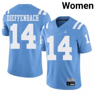#14 Ty Dieffenbach Bruins Light Blue Throwback Jersey | Authentic Stitch Women Player Football Gear 34635665