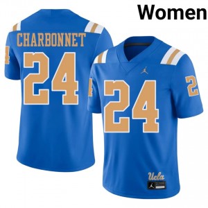 #24 Zach Charbonnet UCLA Bruins Blue Jersey | Iconic Embroidery Women College Football Gear 43006324