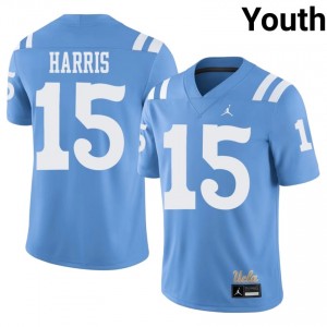 #15 Marcus Harris UCLA Light Blue Throwback Jersey | Officially Licensed Stitch Youth University Football Gear 14498567